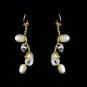 Silver Silk White Pearl Clear Crystal Earring Set 7829