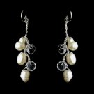 Gold Silk White Pearl Clear Crystal Earring Set 7829