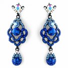 Four Tone Blue Mix on Black Chandelier Earring Set 8540