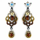 Four Tone Topaz Mix on Black Chandelier Earring Set 8540