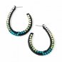 Four Tone Green Mix on Black Hoop Earring Set 8542