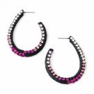 Four Tone Pink Mix on Black Hoop Earring Set 8542