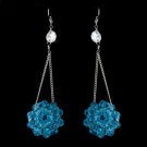 Aqua Beaded Ball Earring Set 8551