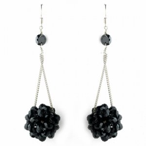 Black Beaded Ball Earring Set 8551