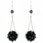 Black Beaded Ball Earring Set 8551