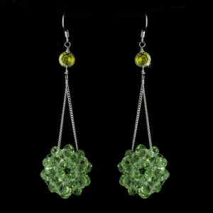 Peridot Beaded Ball Earring Set 8551