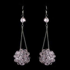 Pink Beaded Ball Earring Set 8551