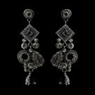 Antique Silver Smoked Black Earring Set 1062