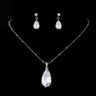 Silver Clear Necklace Earring Set 8420