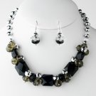 Black Necklace Earring Set 8548