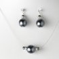 Pearl Necklace Earring Set NE 8369 Grey