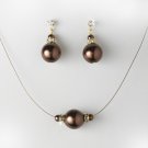 Pearl Necklace Earring Set NE 8369 Brown