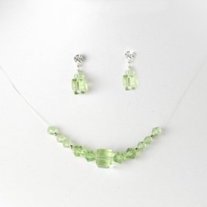 Green Illusion Necklace & Earring Set NE 233