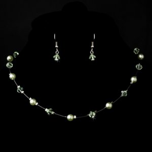 Silver Mint Necklace Earring 7220