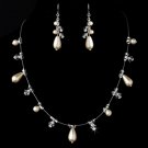 Necklace Earring Set NE 8351 Silver Ivory