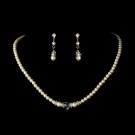 Necklace Earring Set N 8368 E 8370 Silver Ivory