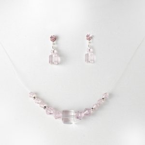 Necklace Earring Set 233 Pink