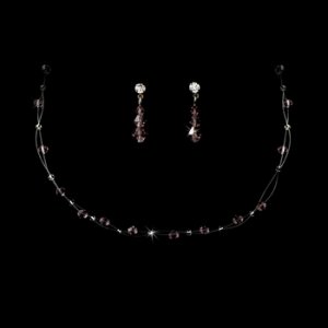 Light Amethyst Swarovski Crystal Illusion Jewelry Set NE 241