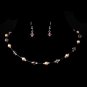 Silver Pink Necklace Earring 7220