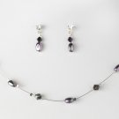 Plum Pearl & Swarovski Crystal Jewelry Set NE 226
