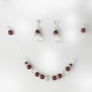 Necklace Earring Set NE 230 Burgundy Clear