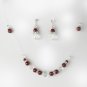 Necklace Earring Set NE 230 Burgundy Clear