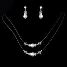 Necklace Earring Set NE 8359 Silver White