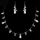 Necklace Earring Set NE 8351 Silver White