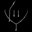 Silver Clear Crystal Necklace, Bracelet & Earring Set NEB 1039