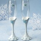 Snowflake Wedding Champagne Toasting Glasses FL 447