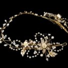 Gold Crystal & Pearl Vintage Vine Bridal Headpiece HP 7711