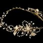 Gold Crystal & Pearl Vintage Vine Bridal Headpiece HP 7711