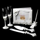 Blossom Matching Guest Book Pen Flute & Cake Server Set