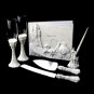 Majestic White Cinderella Castle Toasting Flutes, Cake Server, Guestbook & Pen Set