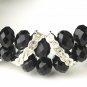 Black Silver Clear Double Line Bracelet 7616
