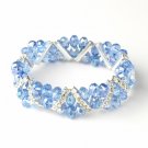 Blue Silver Clear Double Line Bracelet 7616