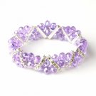 Light Blue Silver Clear Double Line Bracelet 7616