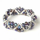Purple AB Silver Clear Double Line Bracelet 7616