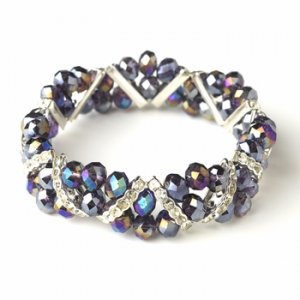 Purple AB Silver Clear Double Line Bracelet 7616