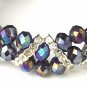 Purple AB Silver Clear Double Line Bracelet 7616