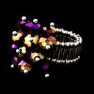 Silver Stretch Ring with Amethyst Aurora Borealis Crystals 473
