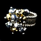 Silver Stretch Ring with Gray and Gold Shadow Crystals 473