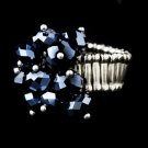 Silver Stretch Ring with Montana Blue AB Crystals 473