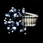Silver Stretch Ring with Montana Blue AB Crystals 473