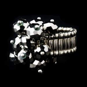 Silver Stretch Ring with Smokey Shadow AB Crystals 473