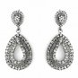 Antique Silver Smoked Black Earring Set 1056