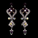 Silver Amethyst Purple Chandeleir Crystal Earrings 1031