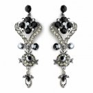 Silver Black Multi Crystal Chandelier Earring Set 1031