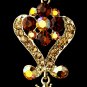 Gold Brown Multi Crystal Chandelier Earrings 1031