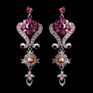 Silver Pink Multi Crystal Chandeleir Earrings 1031